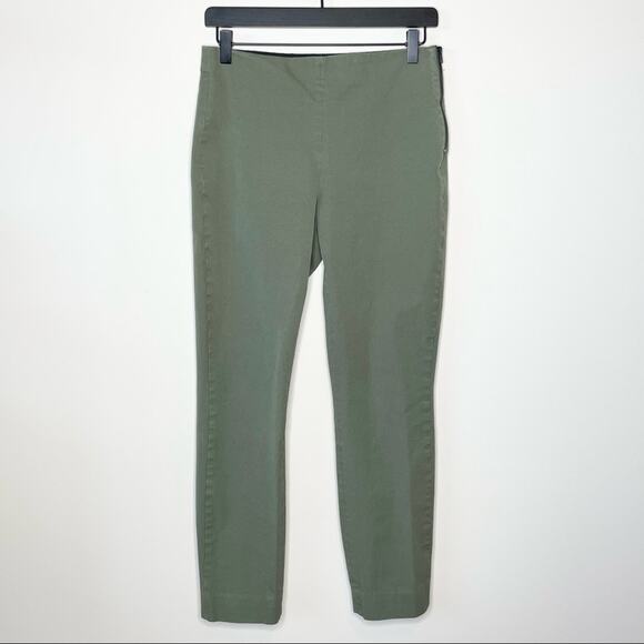 EVERLANE olive green stretch cotton side zip slim leg ankle pants size 6 - Picture 3 of 6